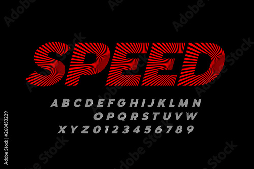 Speed style font, alphabet and numbers