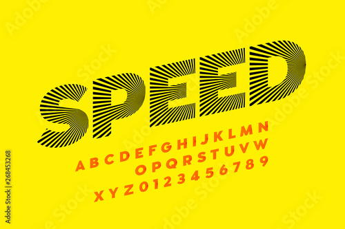 Speed style font, alphabet and numbers