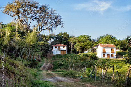 Road with Colonial houses in Barichara, Colombia