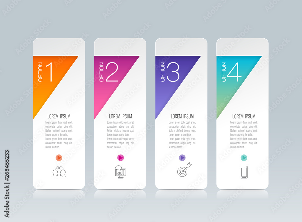 Infographics design vector and business icons with 4 options. Infographics design vector and business icons with 4 options.