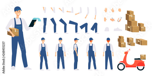 Constructor set for delivery character creation cartoon style