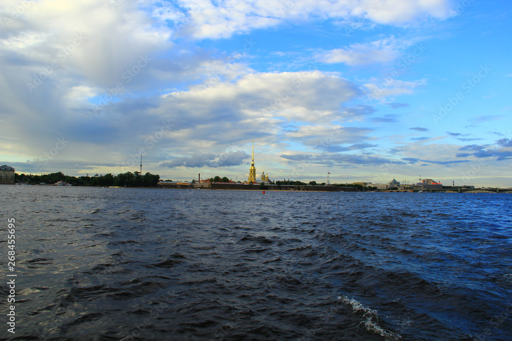 View of the Peter and Paul Fortress from the Neva on a Summer Evening