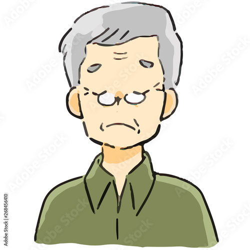 表情　おじいさん　困る