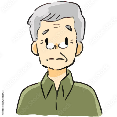 表情　おじいさん　困る