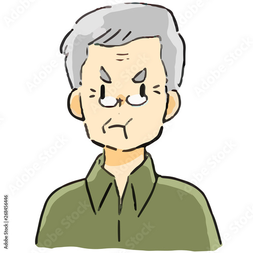 表情　おじいさん　怒る