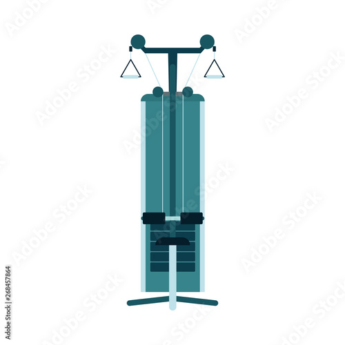 Front view of lat pulldown cable machine flat cartoon style