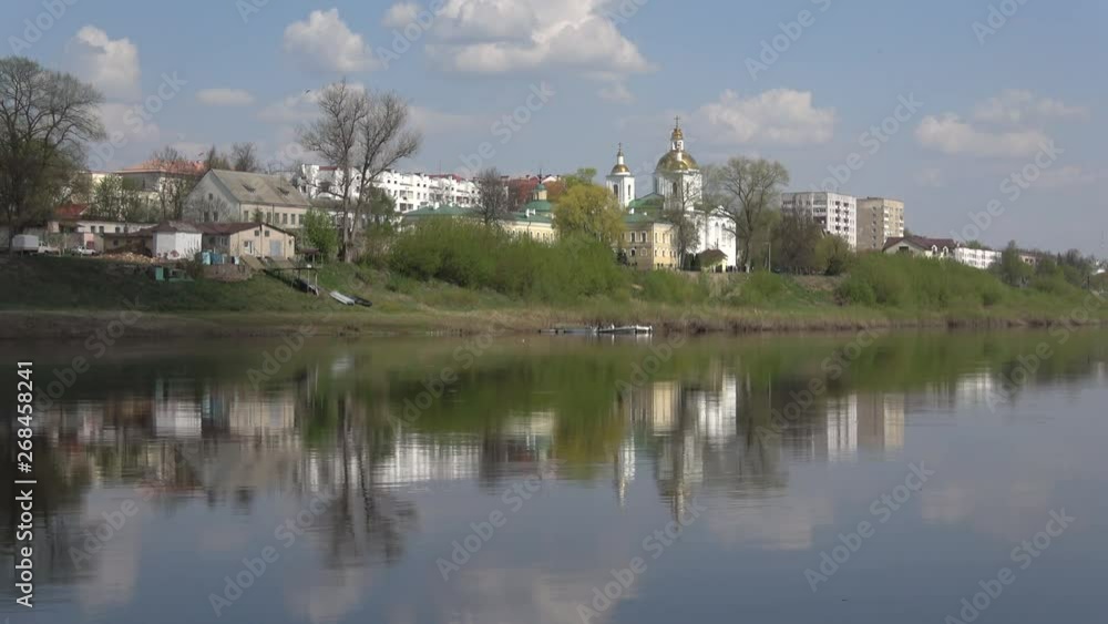 Epiphany Cathedral on the banks of the Western Dvina river, April day. Polotsk, Belarus Epiphany Cathedral on the banks of the Western Dvina river, April day. Polotsk, Belarus