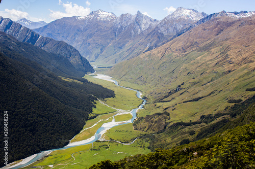 View of the alps, Mount Aspiring valey, Mt. Aspiring national park, south island, New Zealand.