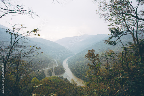 View from above of Teesta Valley Forest, Darjeeling, West Bengal, India