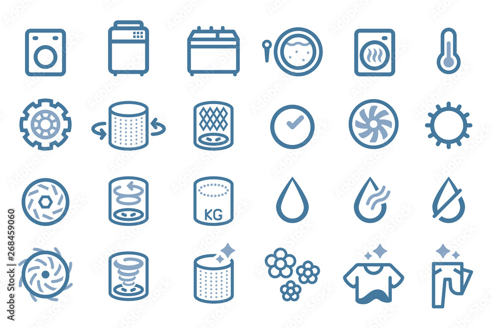 Working System of Washing Machine and Clothes Dryers (icon). Working System of Washing Machine and Clothes Dryers (icon).