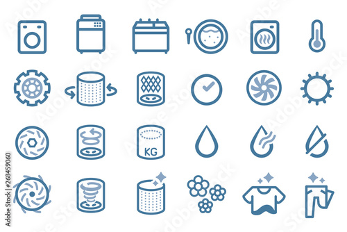 Working System of Washing Machine and Clothes Dryers (icon).