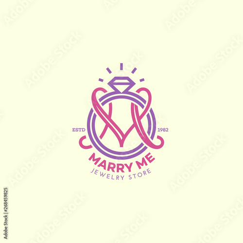 Wedding ring monogram M