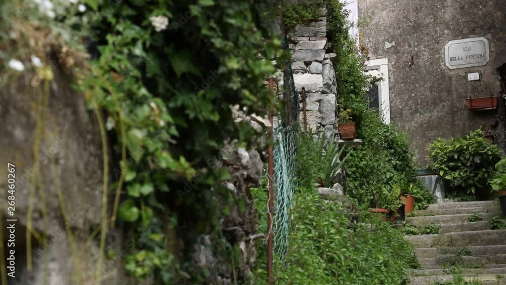 Street of the ancient village of Colonnata, famous for the production of lard. The ancient village of white marble quarrymen is located above Carrara, in northern Tuscany.