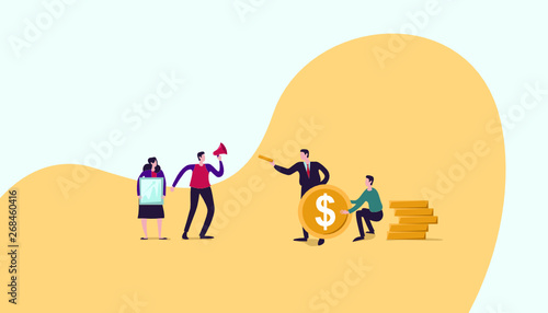 Business concept with simple people character. online ecommerce business in modern flat design template for web landing page, banner, presentation, flyer, poster, social media. Vector illustration - V