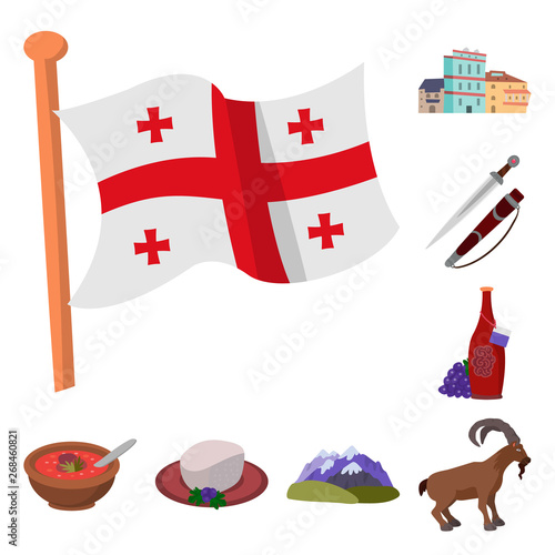 Vector illustration of Caucasus and traditions sign. Collection of Caucasus and attributes stock vector illustration.
