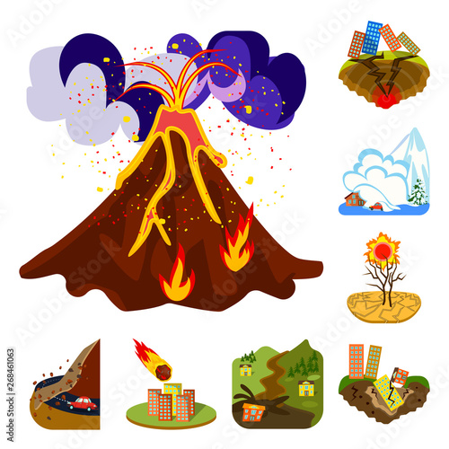 Vector design of cataclysm and disaster icon. Set of cataclysm and apocalypse  stock symbol for web.