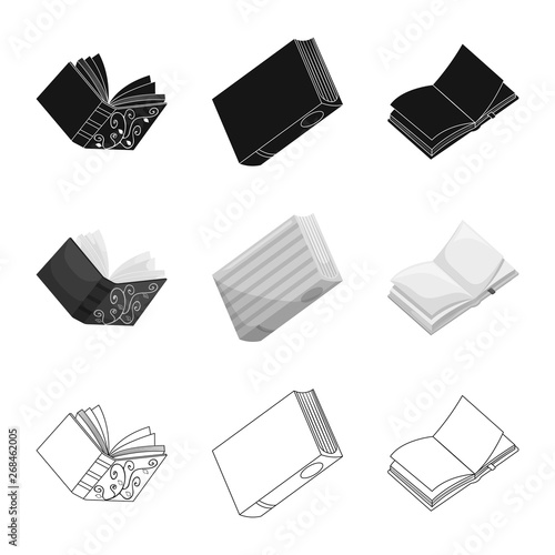 Vector design of training and cover symbol. Set of training and bookstore  stock symbol for web.