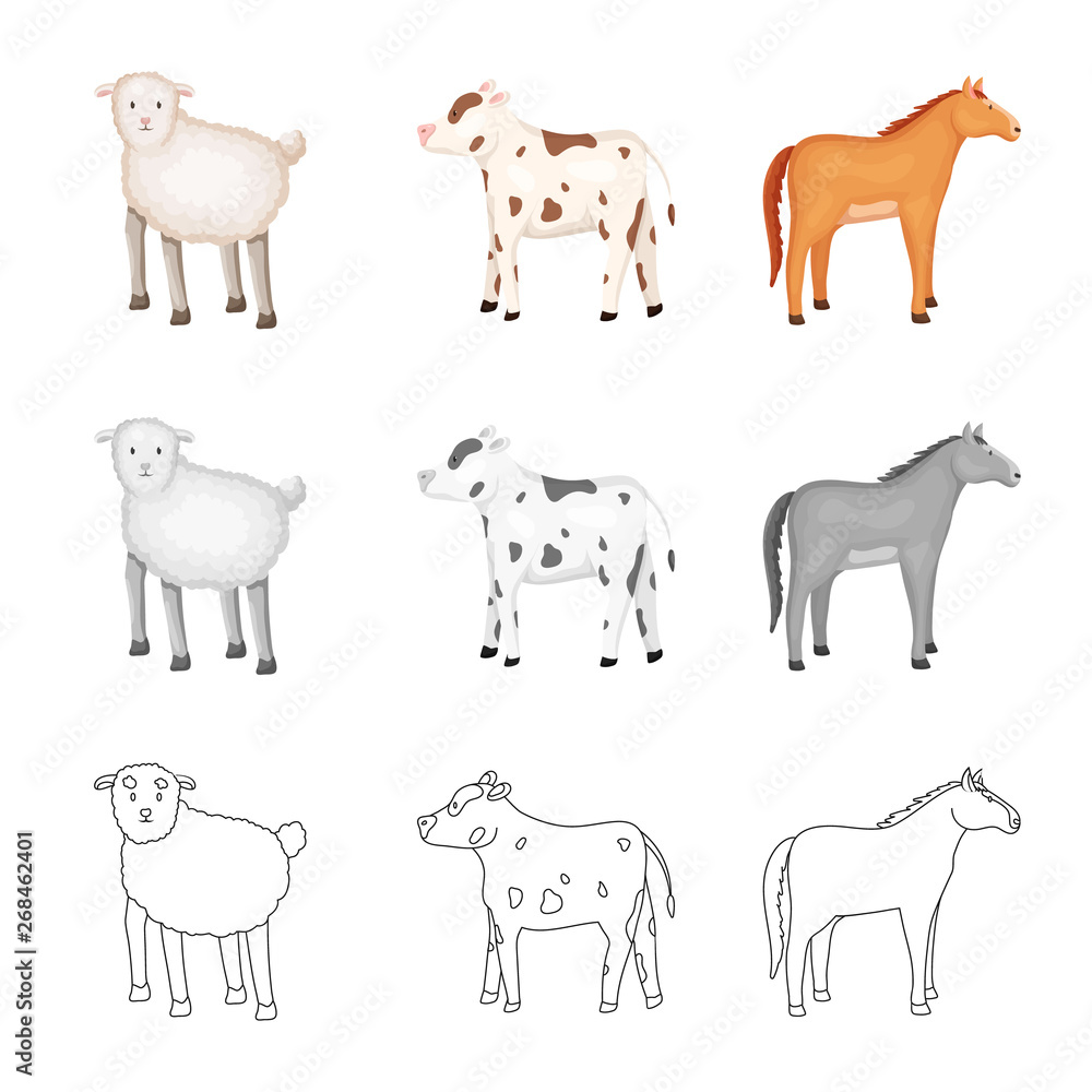 Vector illustration of breeding and kitchen  logo. Set of breeding and organic  stock symbol for web.