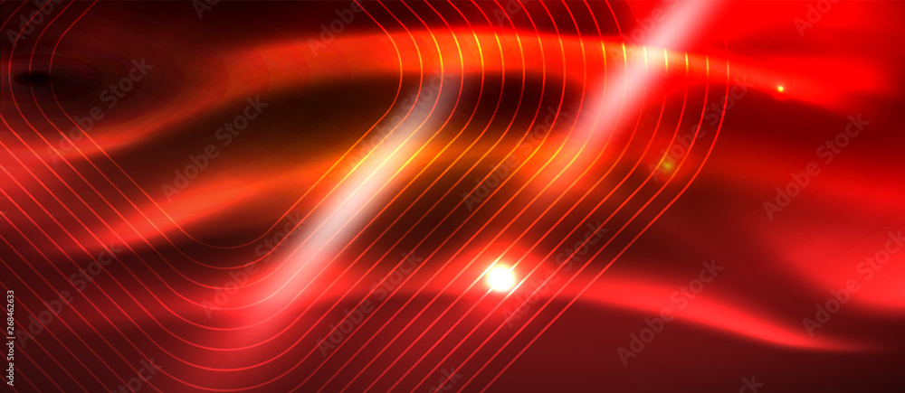 Neon square shapes lines on glowing light background Neon square shapes lines on glowing light background