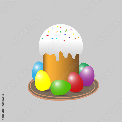 Easter cake and painted eggs