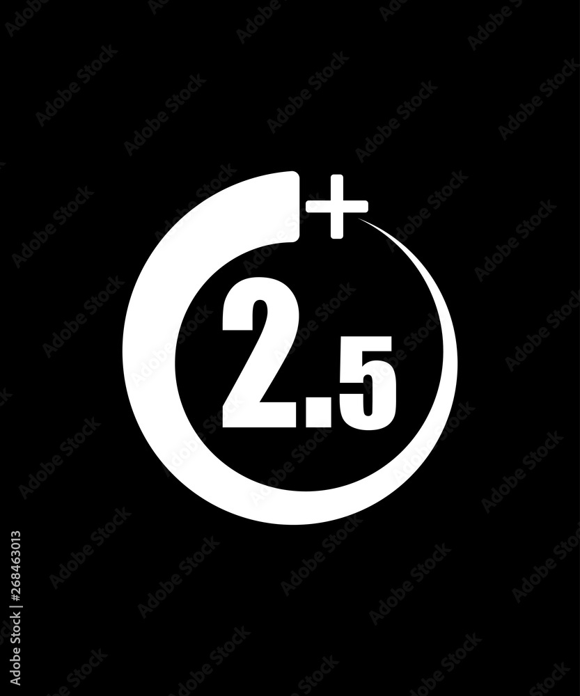 2.5+ icon, sign.Information icon for age limit - vector illustration. Black background 2.5+ icon, sign.Information icon for age limit - vector illustration. Black background