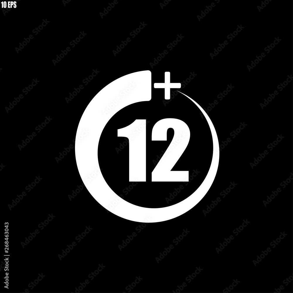 12+ icon, sign.Information icon for age limit - vector illustration 12+ icon, sign.Information icon for age limit - vector illustration