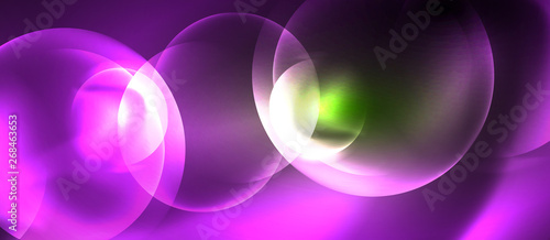 Neon glowing circles vector abstract background