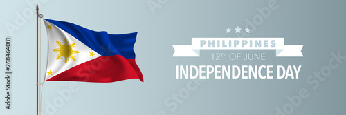 Philippines happy independence day greeting card, banner vector illustration