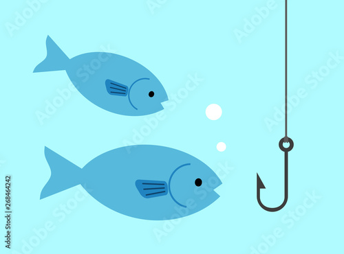 釣り針に近寄る魚たち