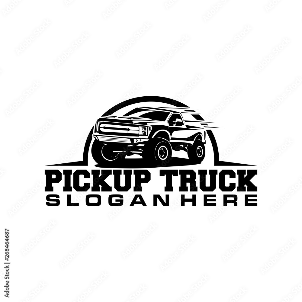 pick up truck logo concept white and black vector art pick up truck logo concept white and black vector art