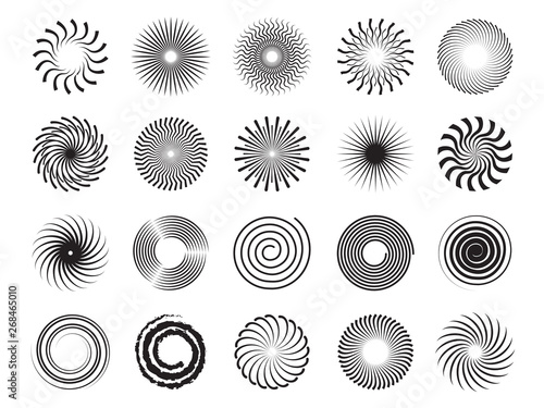 Swirls shapes. Scrolls circle forms spirals and whirlpool symbols abstract vector ornament. Scroll and whirl, motion rotation, spiral whirlpool illustration