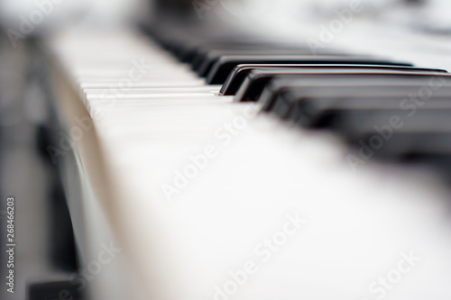 Close-up of piano keys.