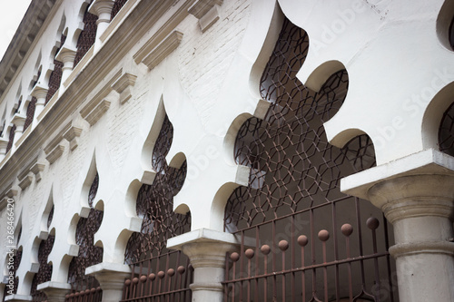 Photography Fragment of the wall of old colonial style building of Panggung Bandaraya DBKL (Malay for DBKL City Theatre) with oriental motifs at Kuala Lumpur, Malaysia