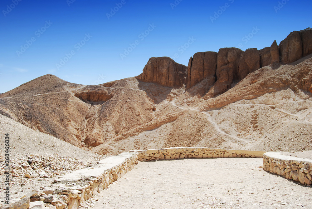 The valley of the kings in the desert at Thebes near Luxor, Egypt