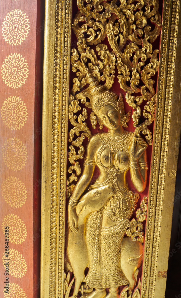 Beautiful golden carving on the door Beautiful golden carving on the door