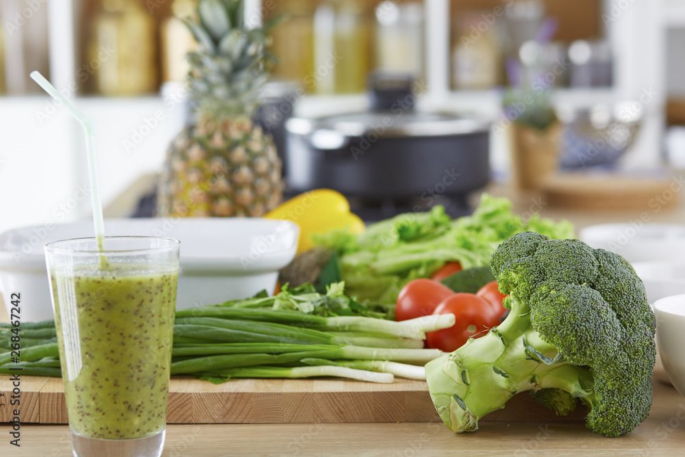 Variety of fresh vegetables and a refreshing cocktail Variety of fresh vegetables and a refreshing cocktail