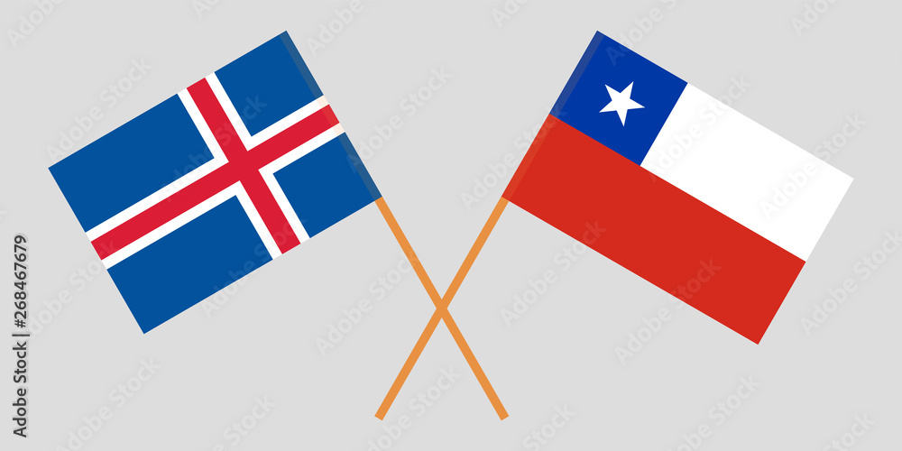 Chile and Iceland. Chilean and Icelandic flags
