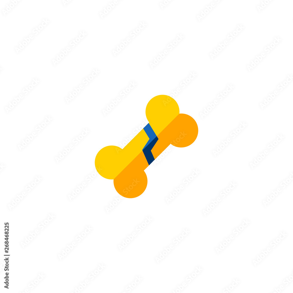 fractured bone icon design. bone with crack symbol. medical healthcare vector illustration fractured bone icon design. bone with crack symbol. medical healthcare vector illustration