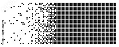 Dissolved filled square dotted vector icon with disintegration effect. Rectangle items are grouped into disappearing filled square form