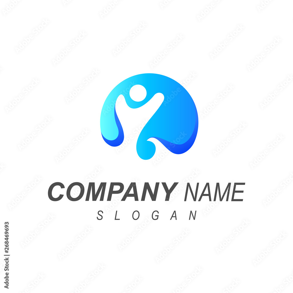 human logo, logo of people on the beach with sea waves human logo, logo of people on the beach with sea waves