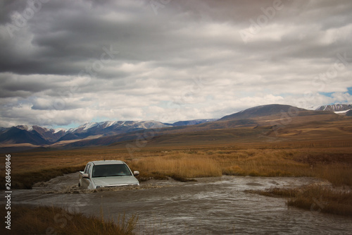 Offroad travel, driving by river water way