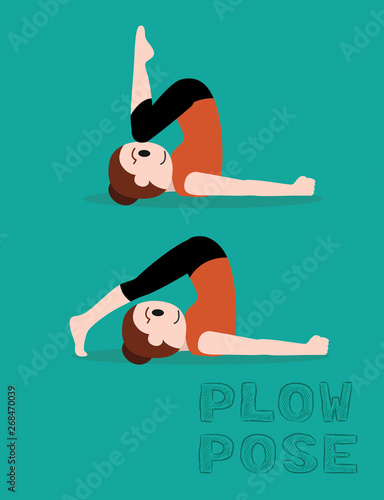 Plow Pose Cartoon Vector Illustration