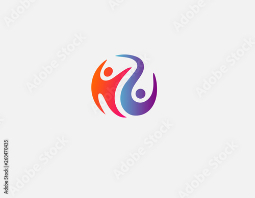 Creative abstract gradient logo icon two people balloon for company
