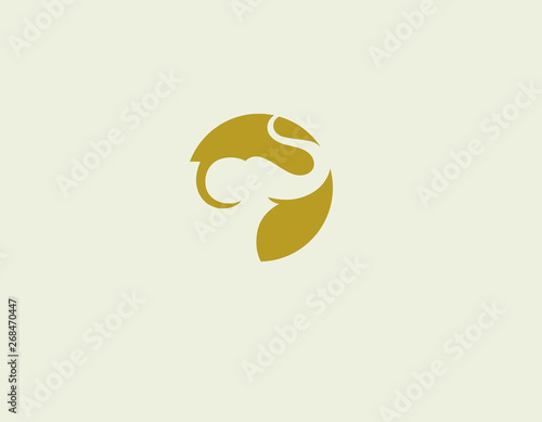 Creative abstract logo icon of an elephant in a circle silhouette for company