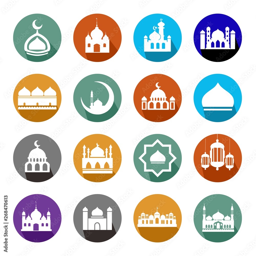 Mosque Flat Icon Symbol template vector Mosque Flat Icon Symbol template vector