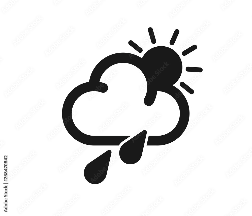 Modern weather icon set, sunny and rainy weather vector on white background Modern weather icon set, sunny and rainy weather vector on white background