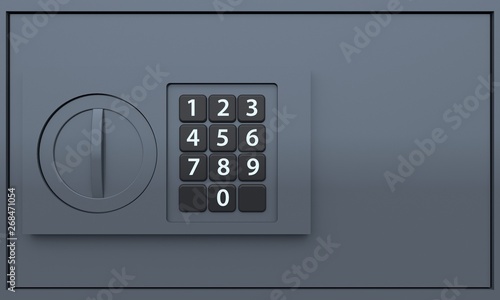 Front view. Banking dark modern safe. 3d rendering