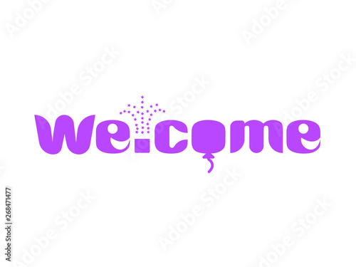 A long purple banner with text welcome