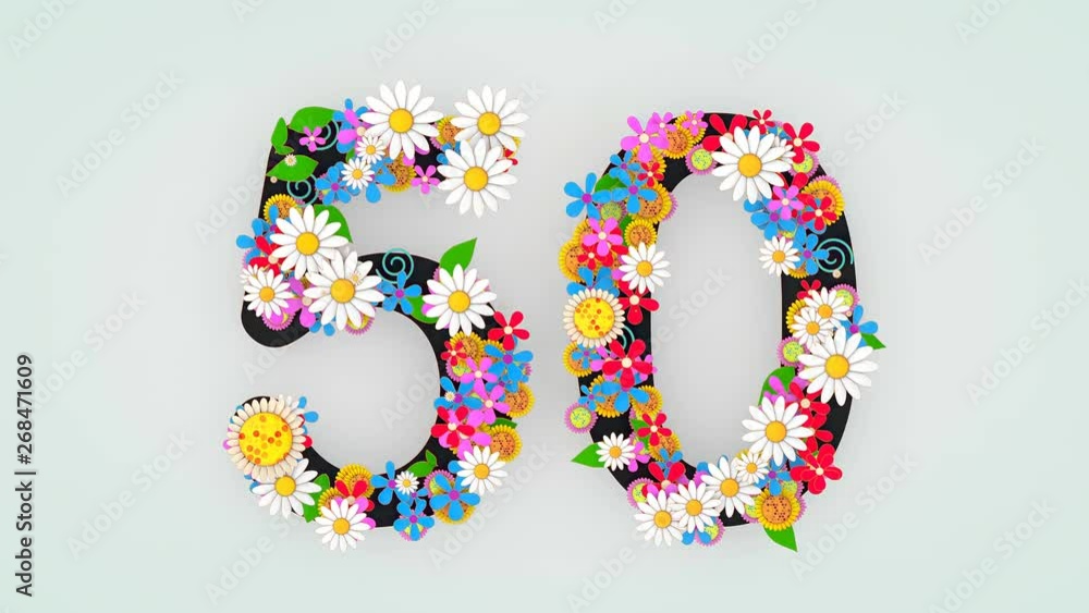 Numerical digit floral animation, 50. Numerical digit floral animation, 50.