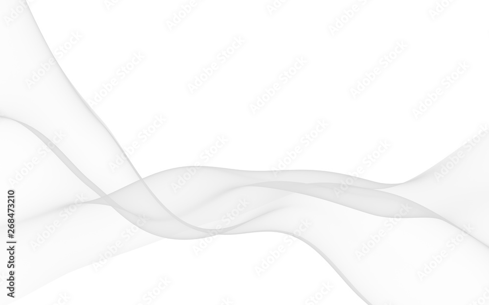 White abstract background. Fluttering white scarf. Waving on wind white fubric. 3D illustration White abstract background. Fluttering white scarf. Waving on wind white fubric. 3D illustration